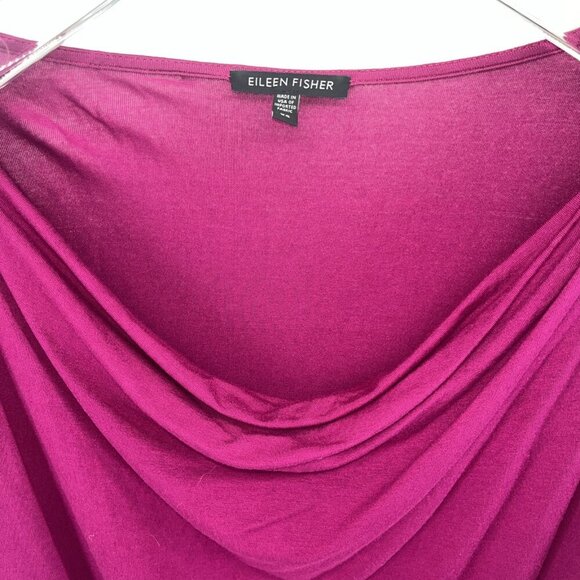 NWT Eileen Fisher Jersey Drape Neck 3/4 Sleeve Top Magenta Size Small / XS - Picture 2 of 9